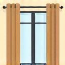 Stylized icon of a window with a curtain.